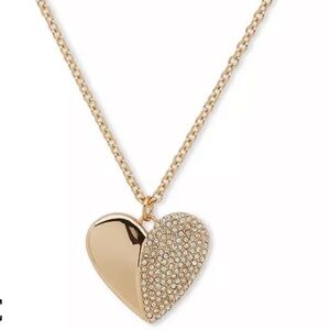 New DKNY Gold Crystal Heart Necklace
